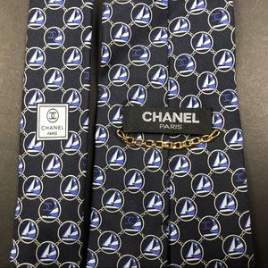 Chanel Necktie Mens Tie Made In Italy twill Silk