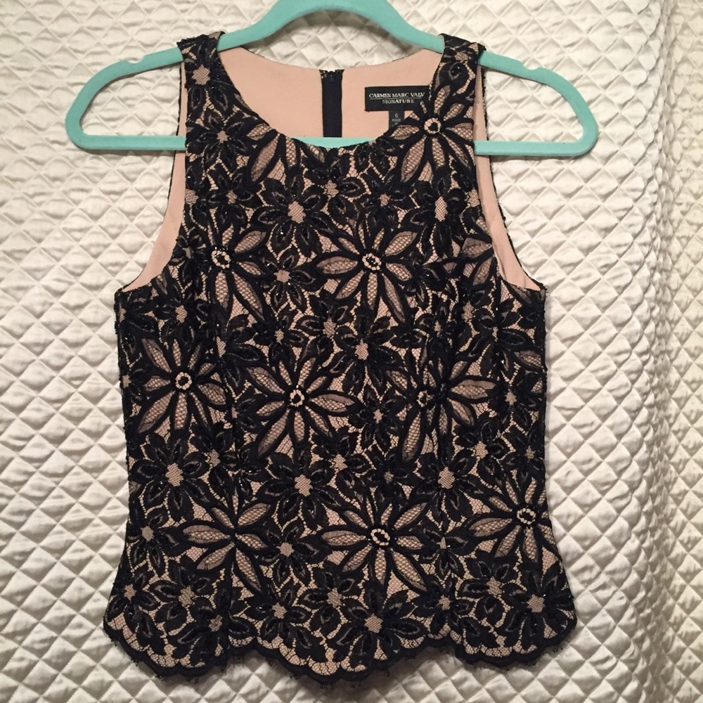 NWOT Carmen Marc Valvo Beaded Sleeveless Tank