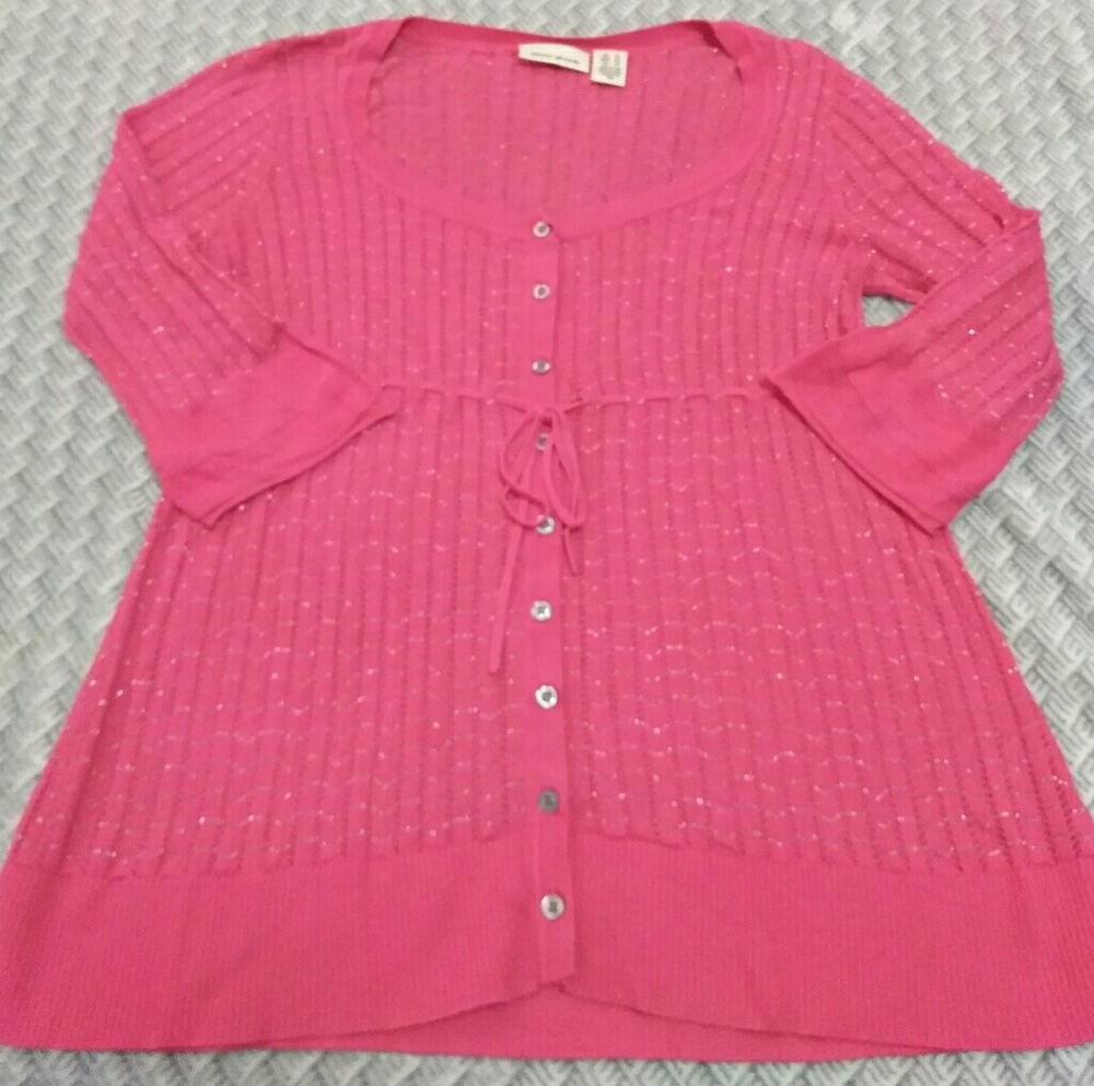 DKNY Jeans Pink lightweight knit cardigan XL