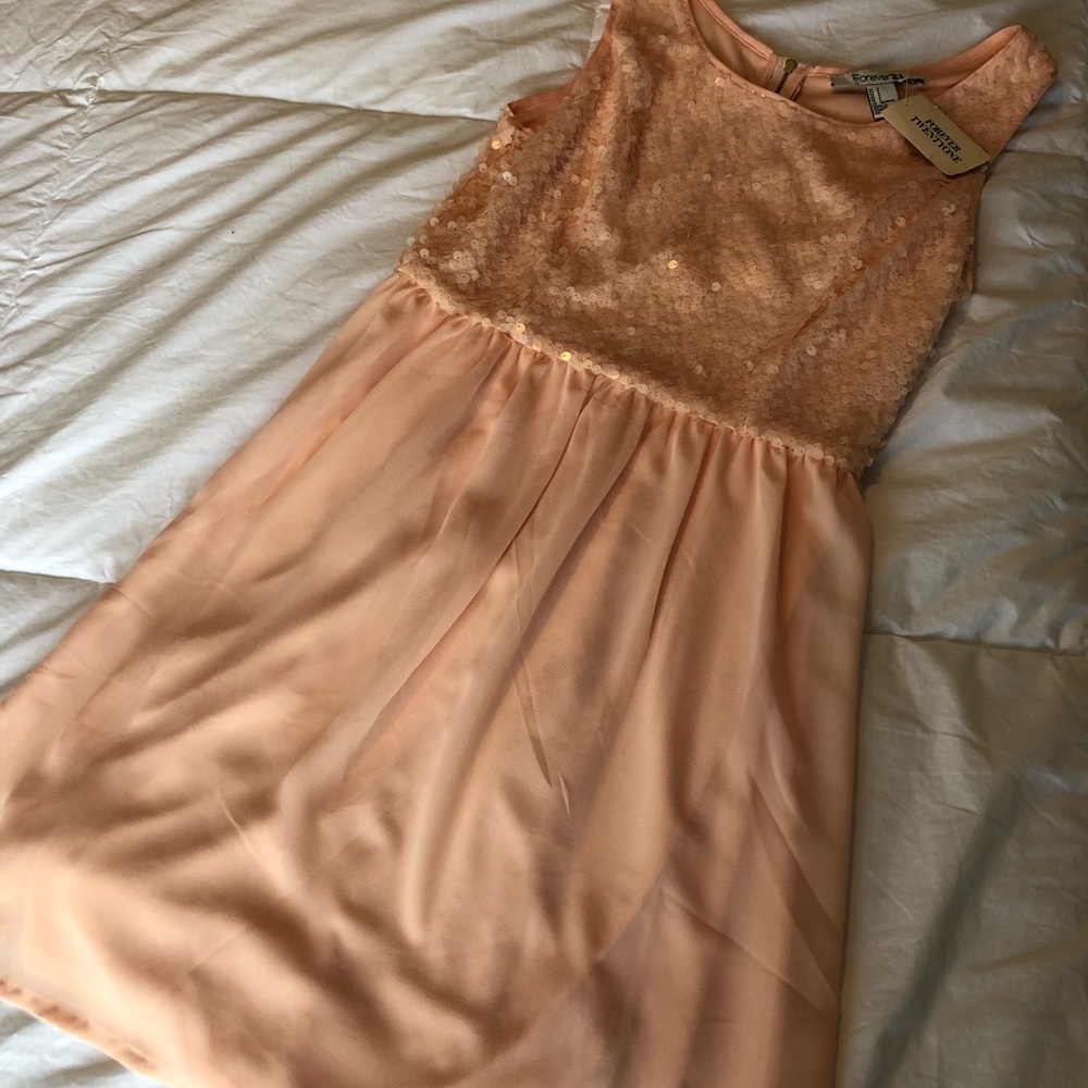 Forever 21 light pink sequins and chiffon dress