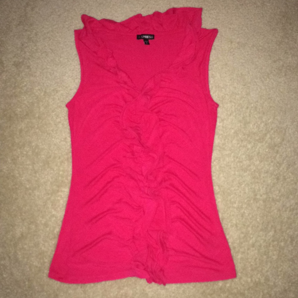 Express Ruffle Neckline Fitting Top