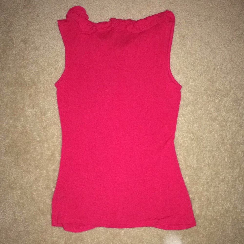 Express Ruffle Neckline Fitting Top - Picture 2 of 6