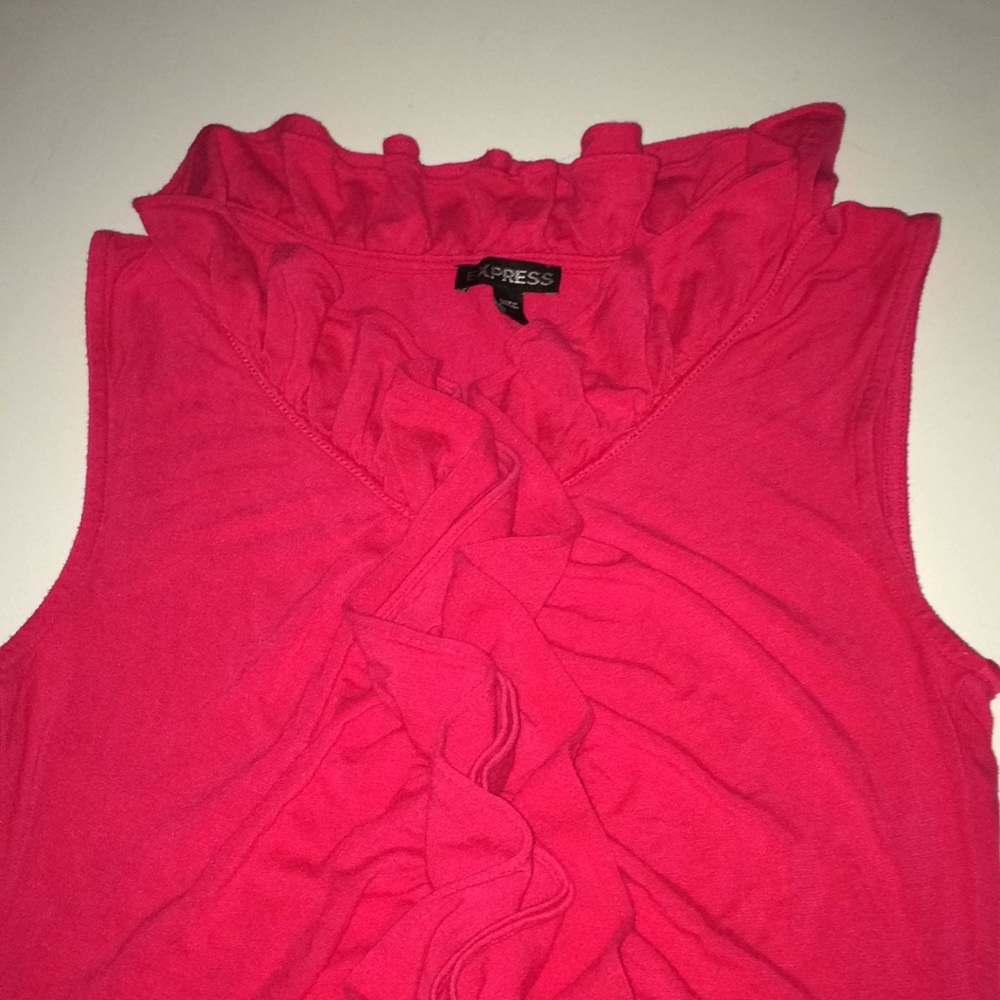 Express Ruffle Neckline Fitting Top - Picture 4 of 6