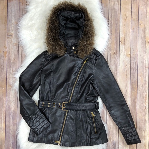 Moda International Jackets & Blazers - Victoria’s Secret Moda Int Leather Fur Belt Jacket
