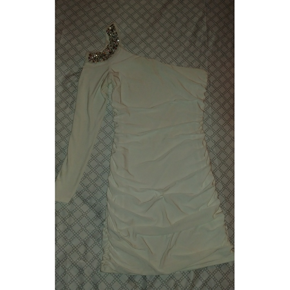 Deb White One Shoulder Bodycon Cocktail Dress