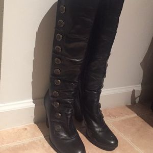 Tall black leather boots