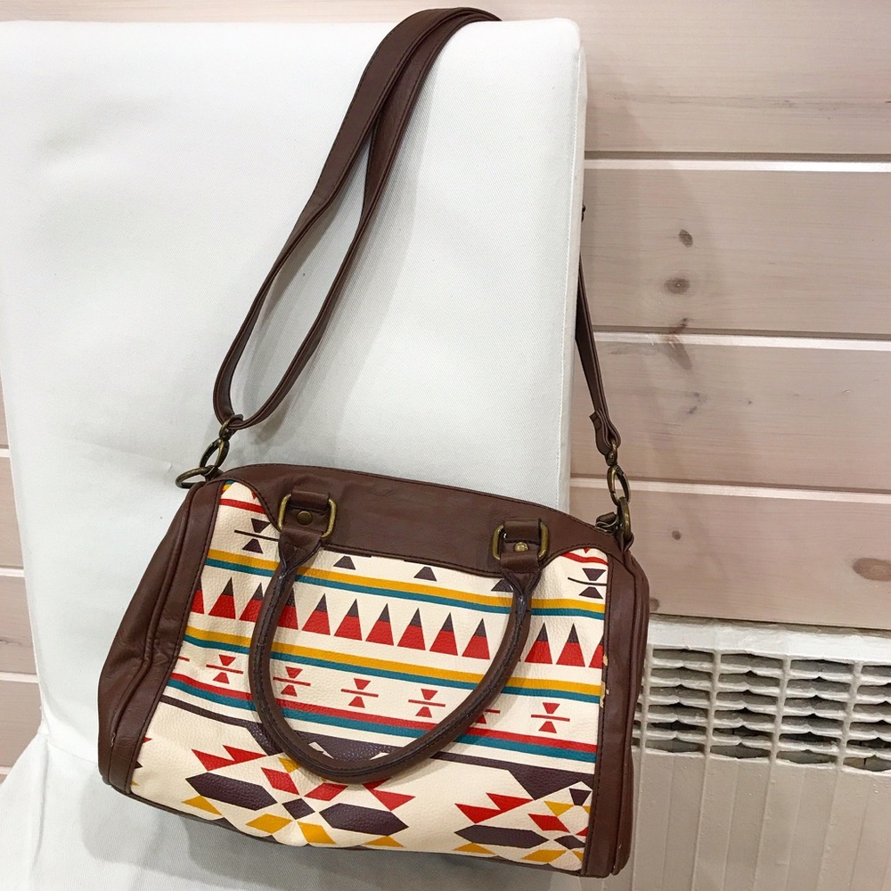 Covertible Faux Leather Tribal Print Purse