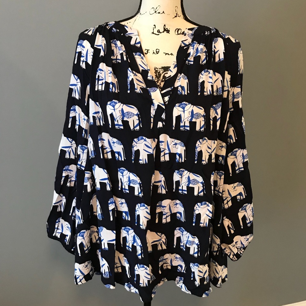Crown & Ivy Elephant Print Blouse
