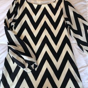 Everly black and white chevron chiffon dress