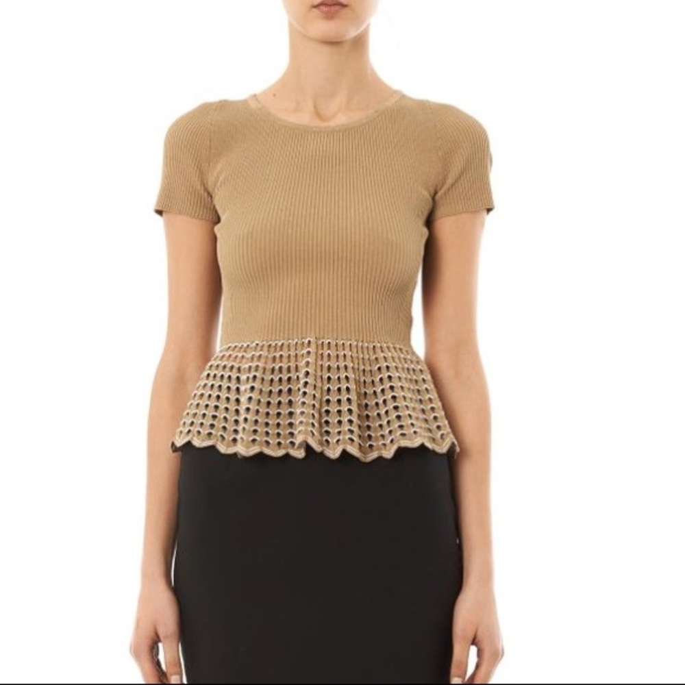 Alexander McQueen Ribbed Peplum Top