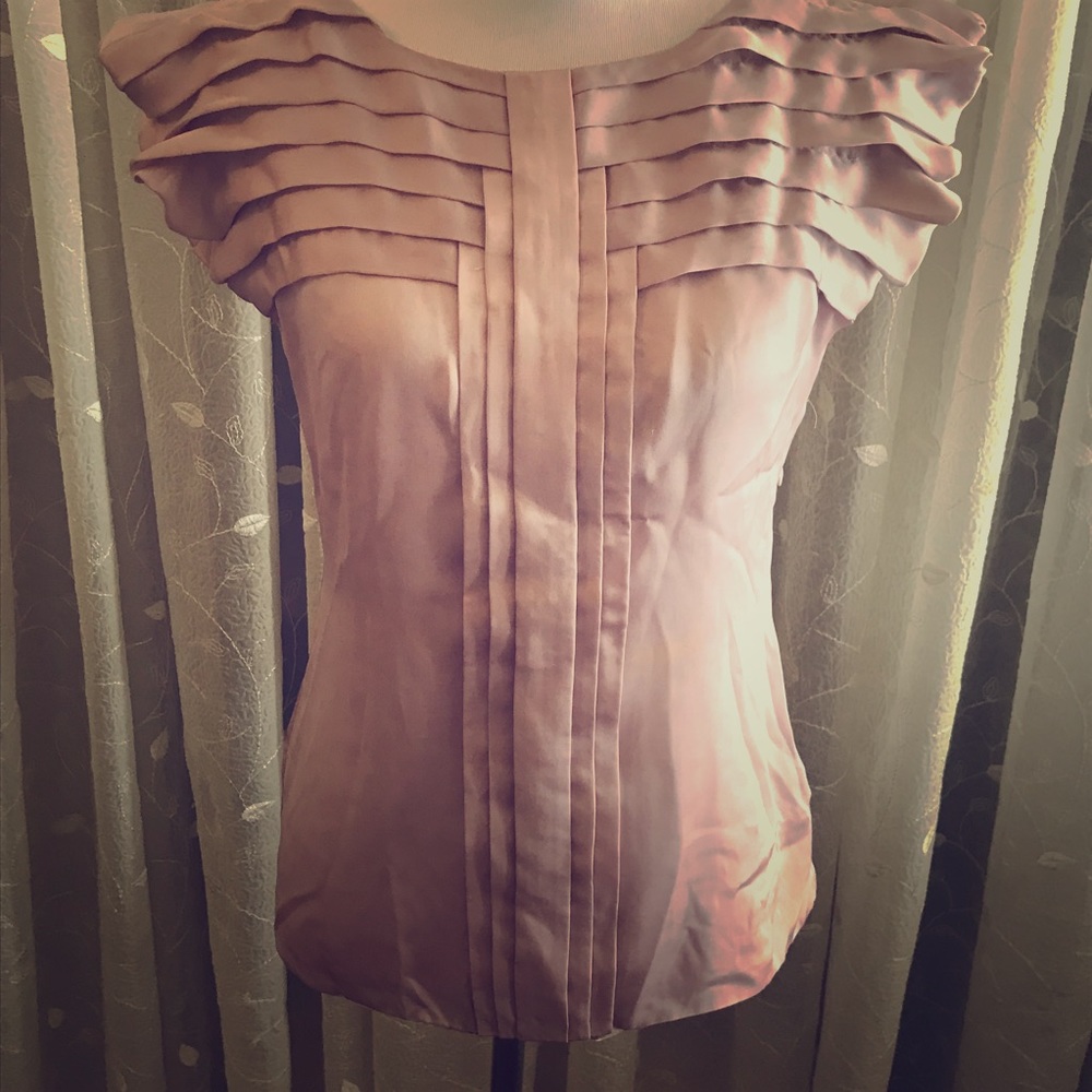 NEW BCBG pink scoop neck pleated top