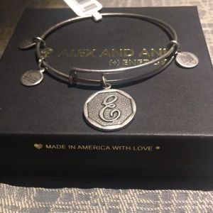 ALEX AND ANI Initial E Charm Bangle-Bracelet