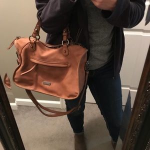 Jessica Simpson brown leather purse, inside print