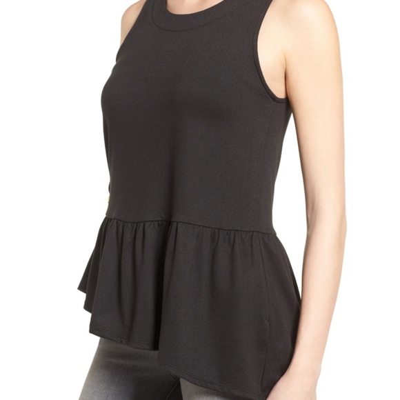 Black Asymmetric Ruffle Tank - Picture 2 of 3