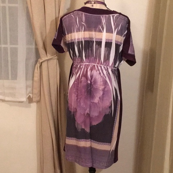 mi manchi purple floral tunic dress M Sz 💜 - Picture 2 of 6