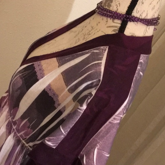 mi manchi purple floral tunic dress M Sz 💜 - Picture 3 of 6