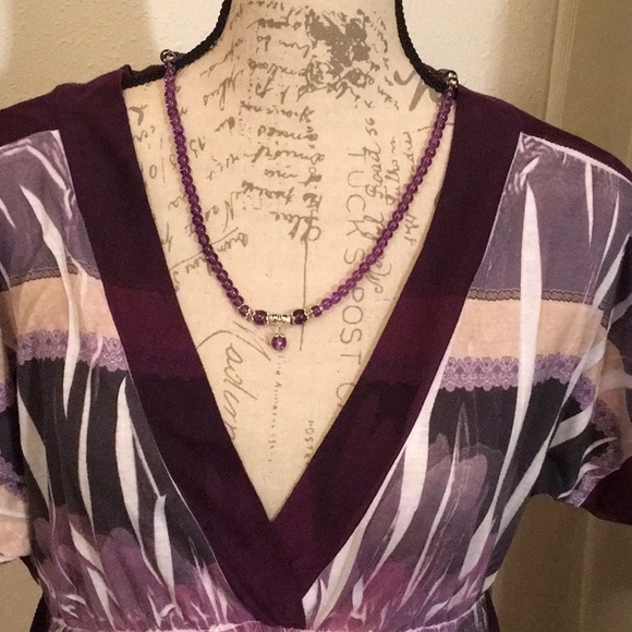 mi manchi purple floral tunic dress M Sz 💜 - Picture 4 of 6