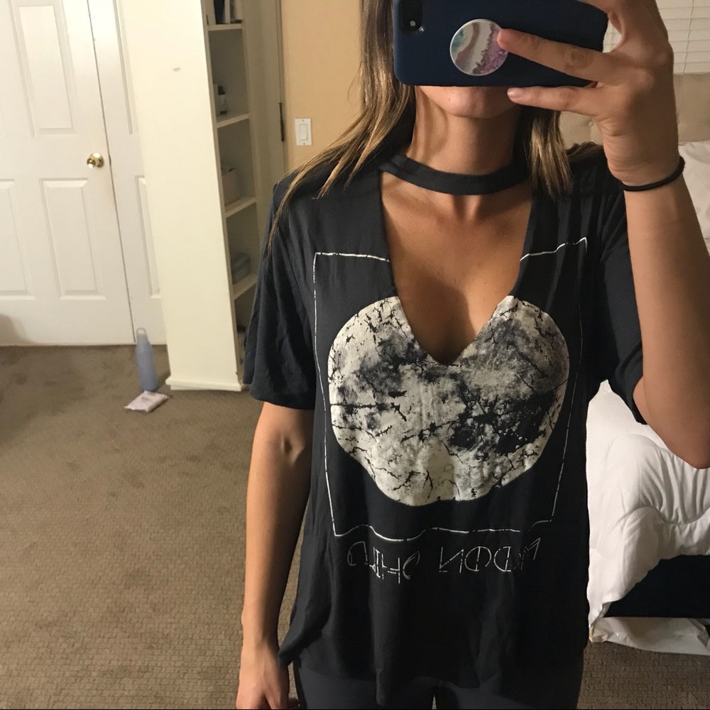 Cute moon child cutout top