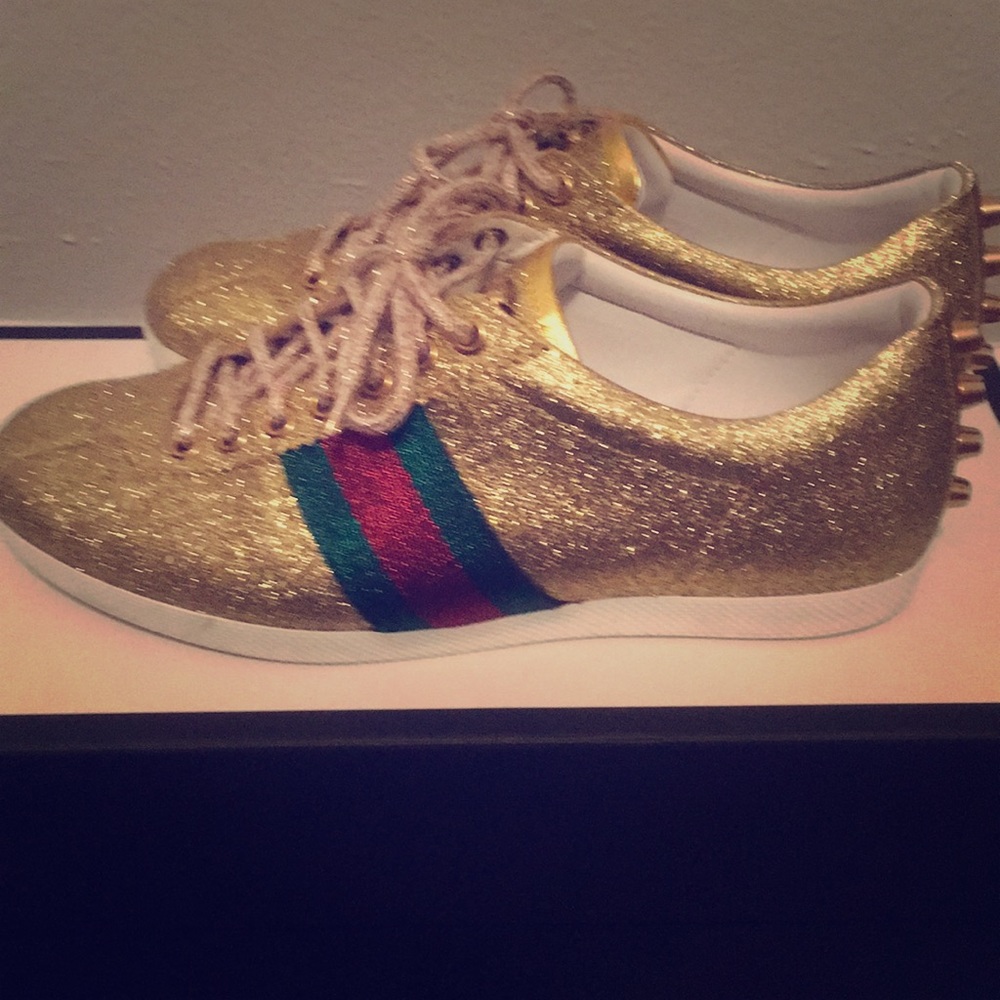 Gucci gold glitter sneakers. Authentic