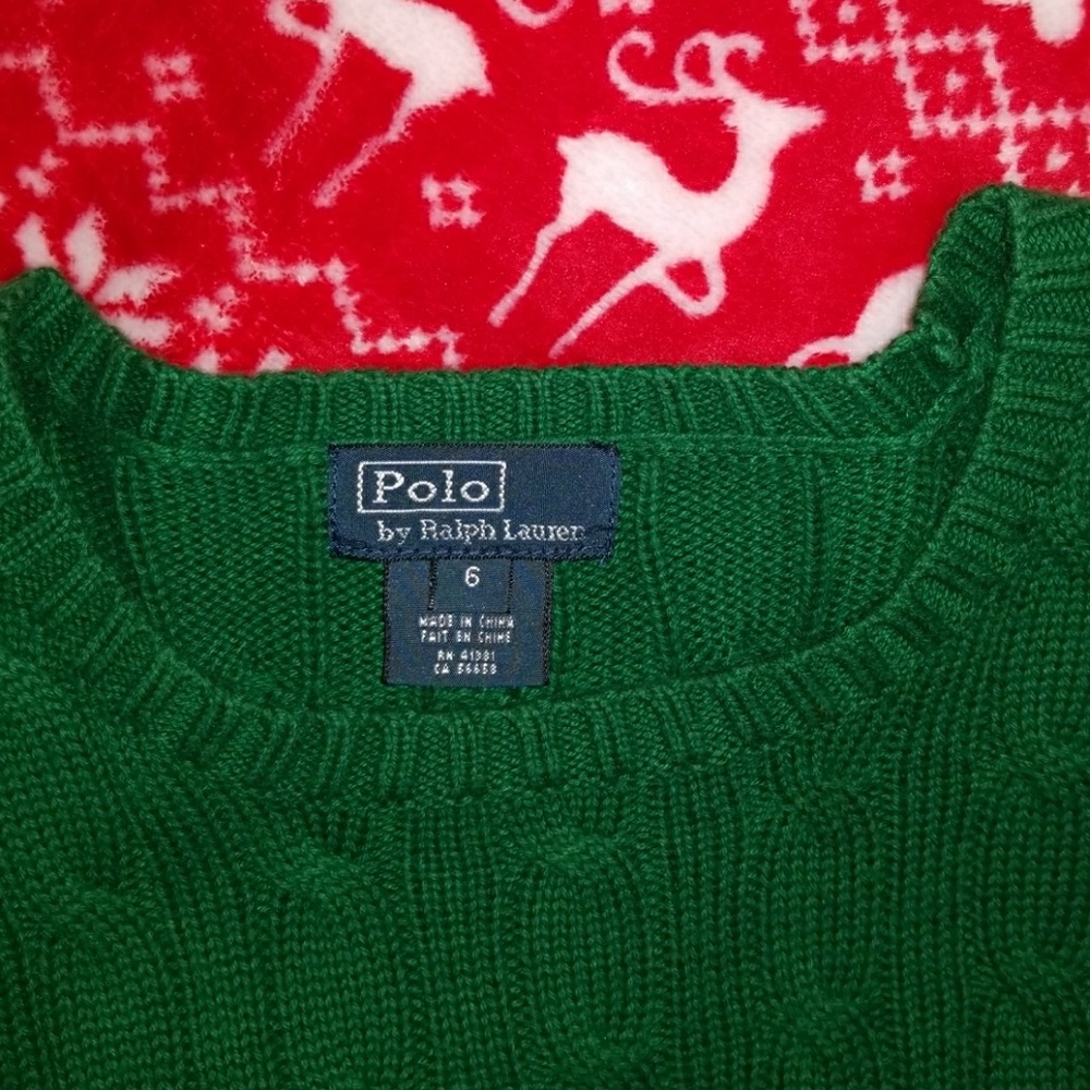 EUC Polo green cable knit sweater.