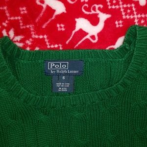 EUC Polo green cable knit sweater.