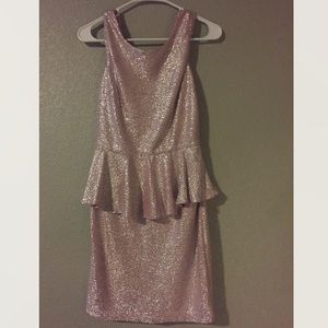 Sparkly pink dress, tighter when worn!