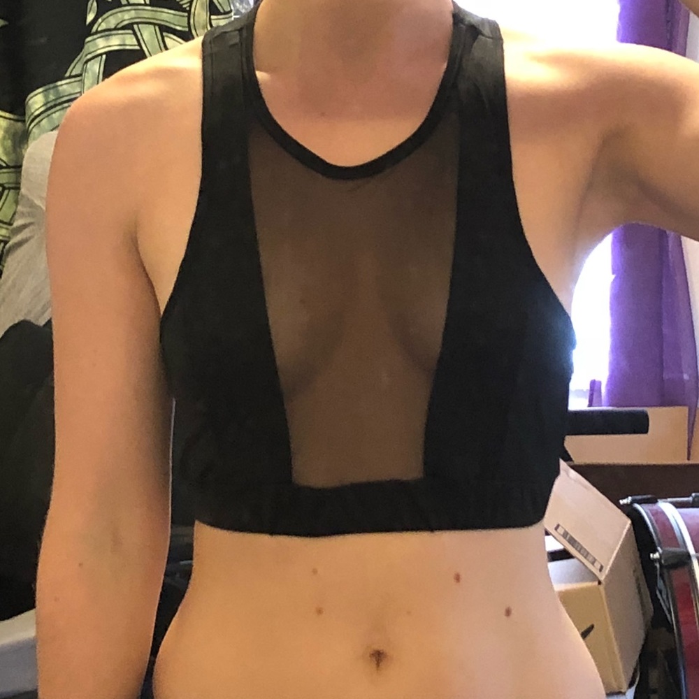 Mesh crop top sexy black festival rave halter Edc - Picture 4 of 7