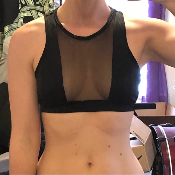 Mesh crop top sexy black festival rave halter Edc - Picture 3 of 7