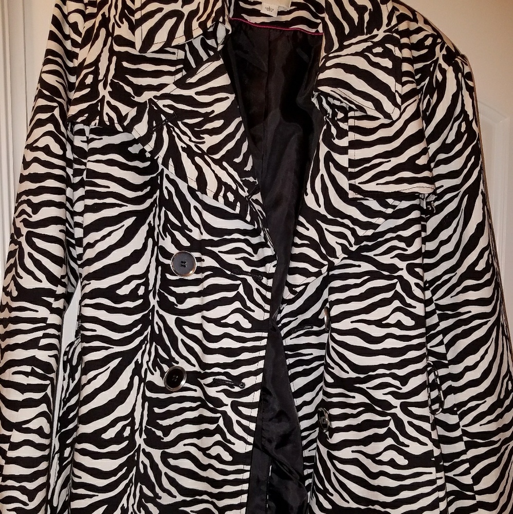 Zebra print belted trench coat