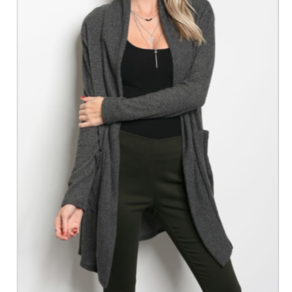 Sweaters - LAST 1: Soft Charcoal Open Front Cardigan