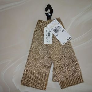 Michael Kors Gold Knit Fingerless Gloves NWT