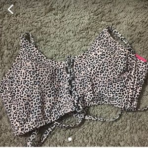 Chetah Print And Pink Swim Top