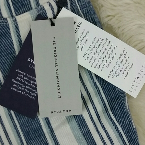 NYDJ Linen Striped Trouser Pants NWT Size 12 - Picture 4 of 8