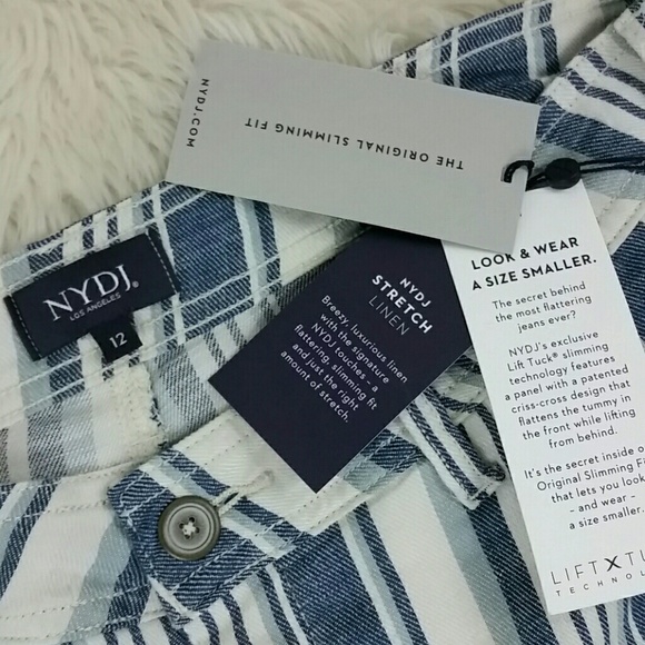 NYDJ Linen Striped Trouser Pants NWT Size 12 - Picture 7 of 8