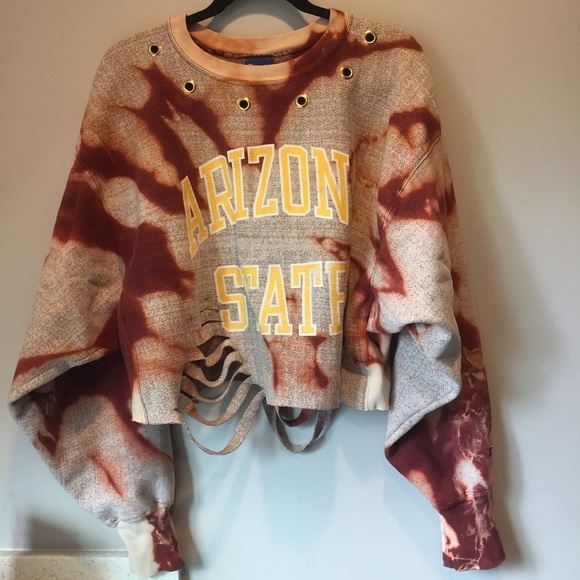 asu Sweaters - VINTAGE CHAMPION ASU acid wash crop sweatshirt