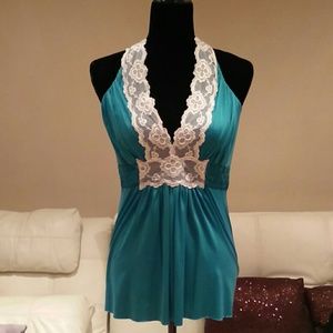 Arden B Turquoise Lace Halter Top Size Small/Med