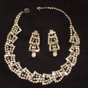 Vintage Rhinestone Choker and Earrings