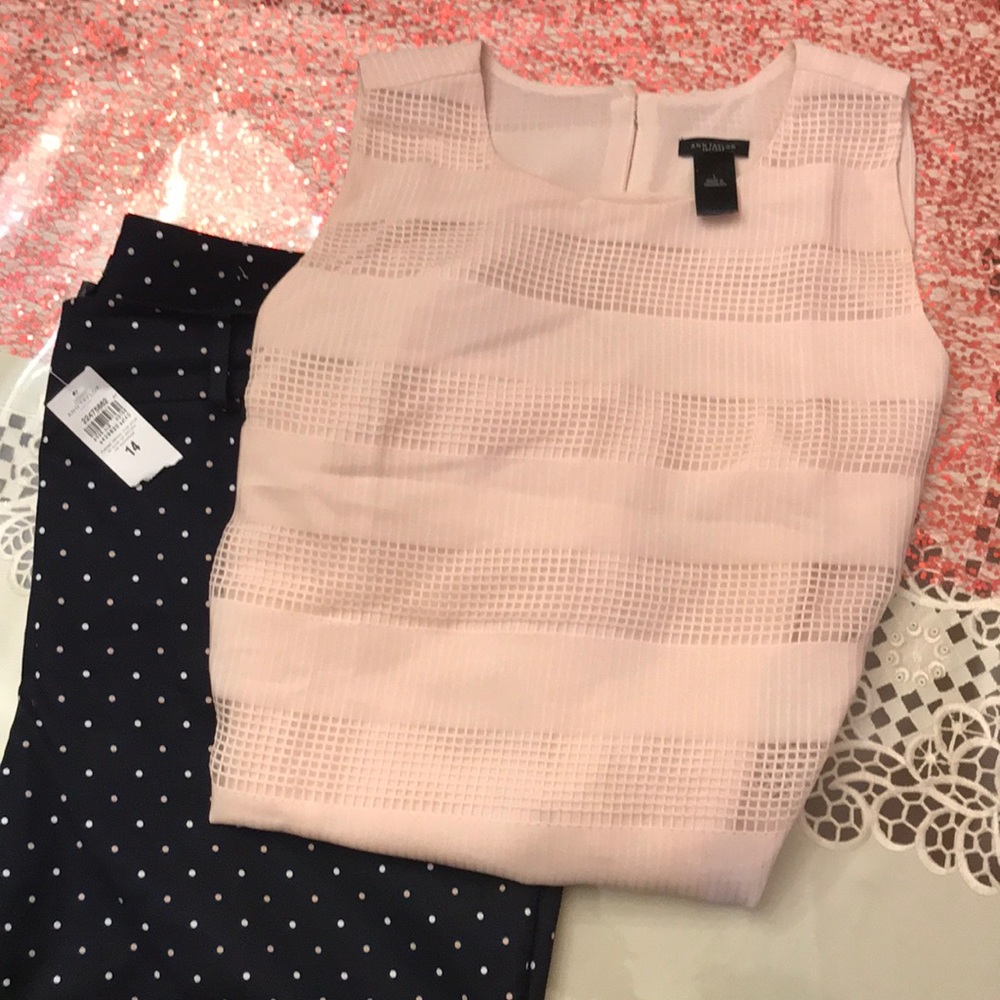 Ann Taylor set  pants NWT blouse EUC