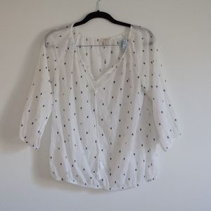 J. Crew white and black blouse
