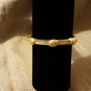 Beautiful Brushed Gold w Rhinestones Open Clasp Ba