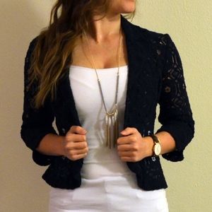 Womens Navy Lace Blazer