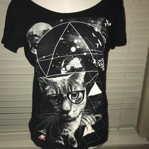 Trippy Kitty World Graphic T-Shirt.