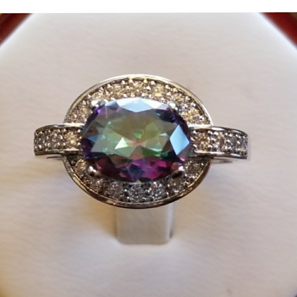 Genuine 3ct  Rainbow Topaz Ring Size 8.75