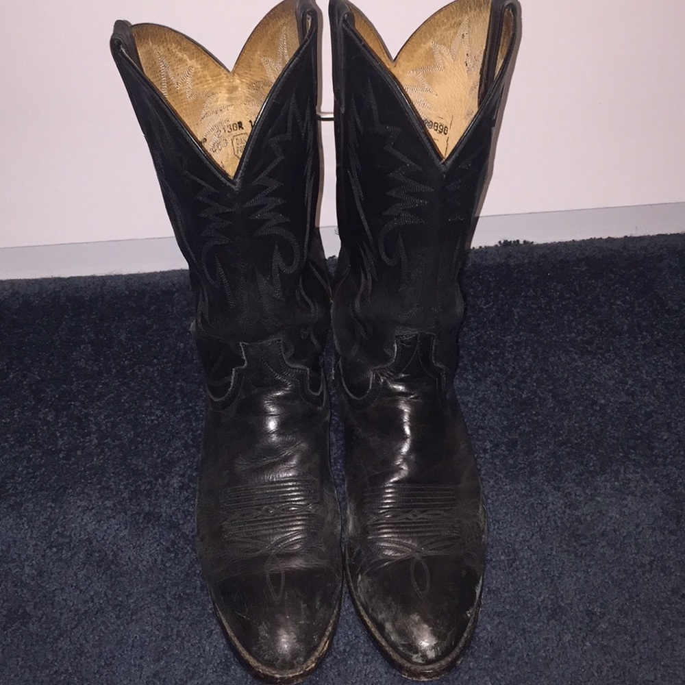 Dan Post men's black leather western boots