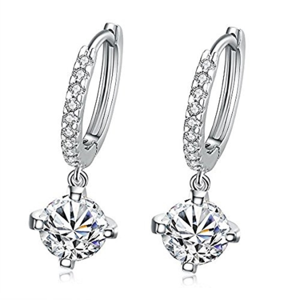 ❤️4 for $20 Sale❤️ CZ Sliver Hoop Earrings - Picture 2 of 4