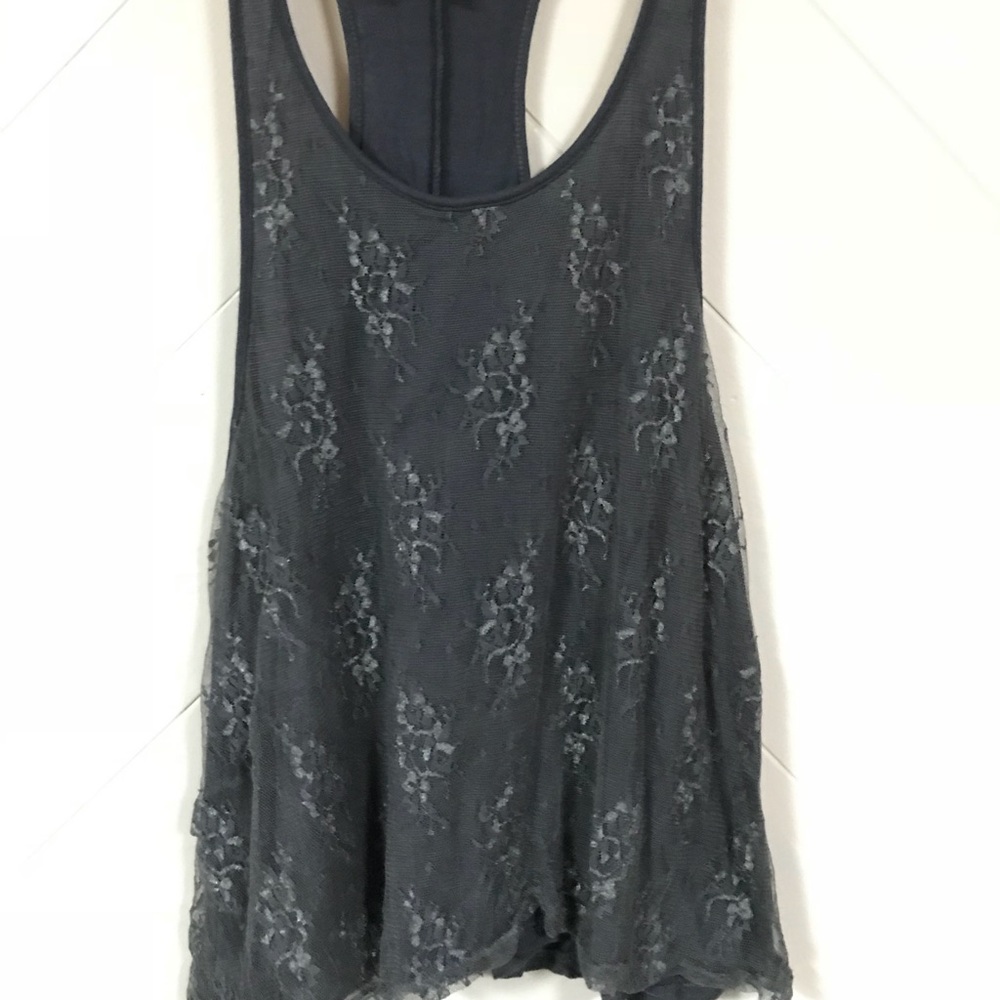 “Active Basic” Lace front gray tank top
