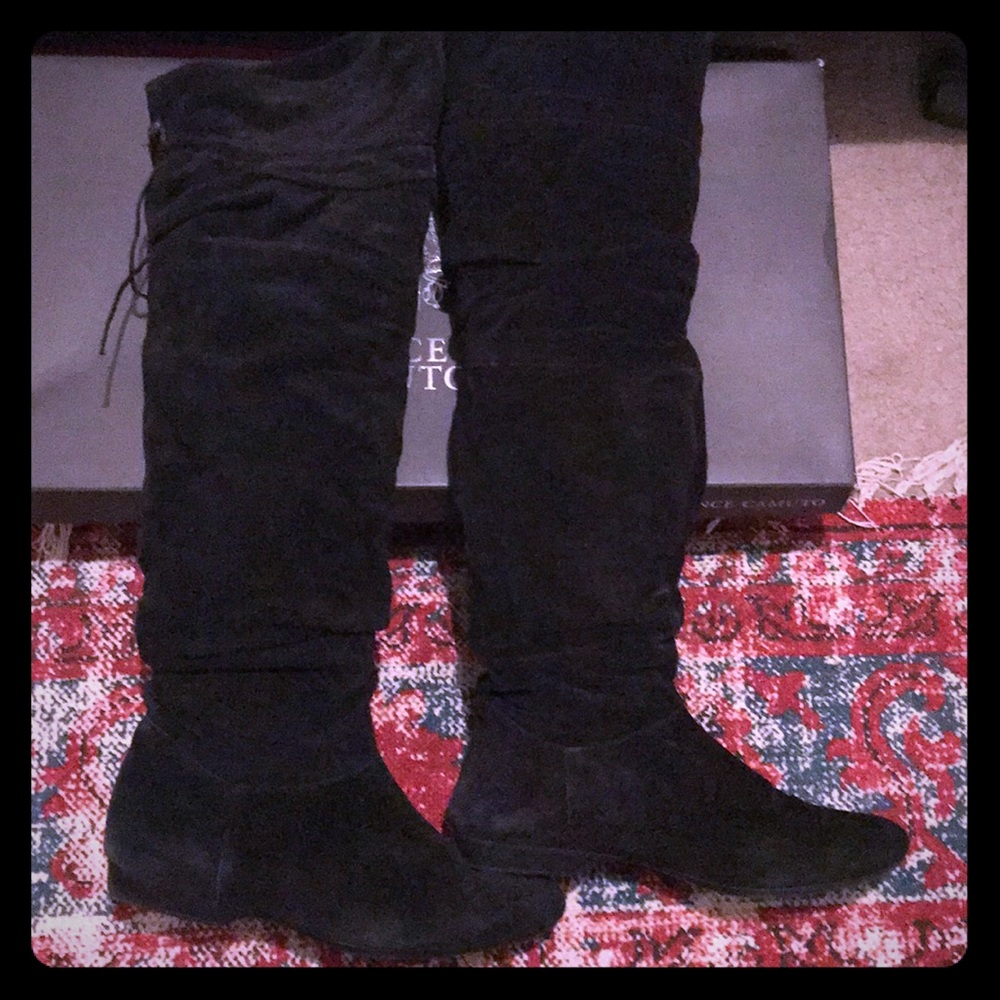 Black Suede Knee High Boots