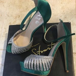 Colin Stewart emerald green peep toes