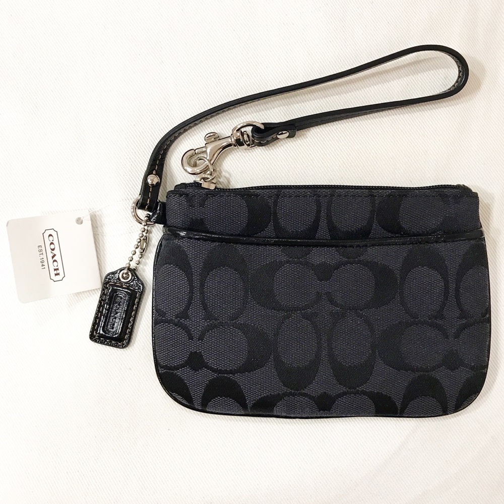 Coach Signature Black-Grey Small Wristlet