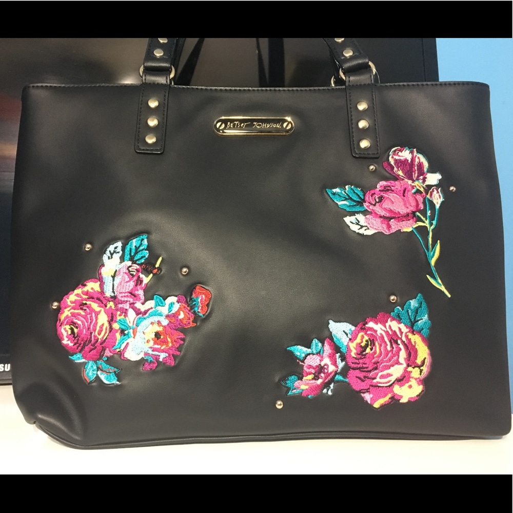 (ON HOLD) Betsey Johnson Black Floral Tote Bag
